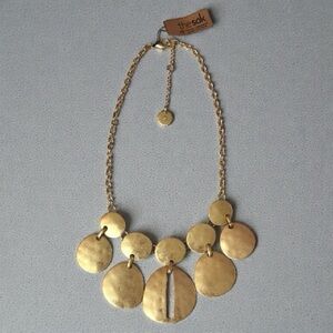The Sak Hammered Finish Aged Gold Tone Statement Necklace